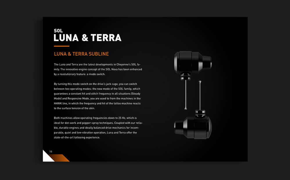 Cheyenne Tattoo Equipment - Produktkatalog, Layout und Satz